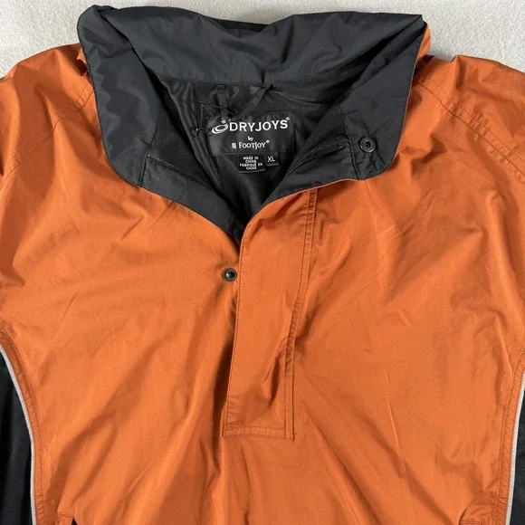 FootJoy DryJoys Golf Pullover Jacket XL Orange Black Windbreaker 1/4 Zip - Picture 5 of 8